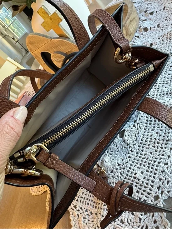 Marc Jacobs Cream, Black & Brown Leather Top-Handle Satchel - Picture 3 of 8